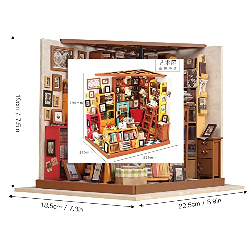 Zerone DIY Buchladen Modell, Miniatur Puppenhaus Stereoskopisches Form-Set DIY Buchladen Modell handgefertigte… – Bild 4