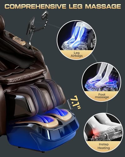 4D Massage Chairs Full Body,Zero Gravity SL-Track Shiatsu Massage Chair Recliner,Core Heating,20 Massage Techniques,Deep Yoga Stretch,Foot Rollers, Ai Voice,Touch Screen,Wireless Charging - Image 7