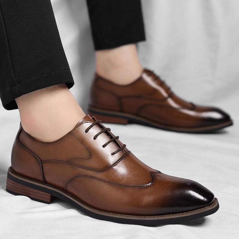 Men's British Style Square Toe Lace-Up Dress Shoes for Business Casual Office Commuting Comfortable Big Size Leather Oxfords2