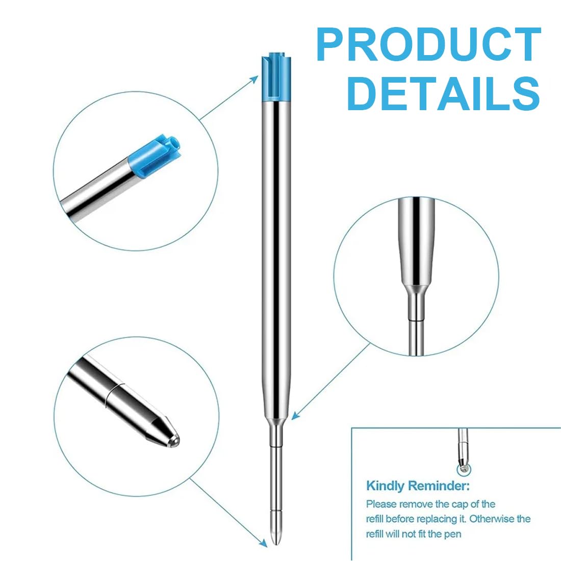 Kugelschreiberminen Set 16 Stück – 1mm Standard Minen, Metall, Für Glattes Schreiben