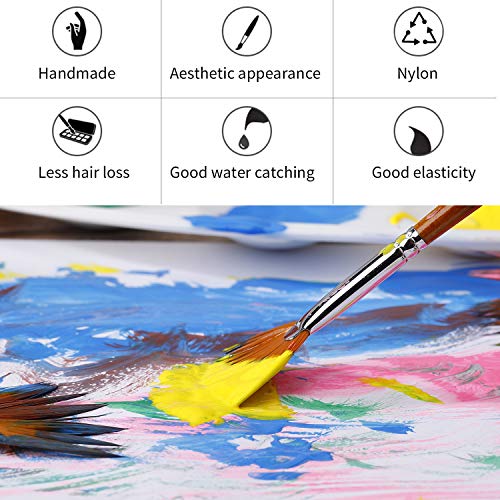 Verf Borstel Set Kunstenaar Fan Borstels Nylon Haar Hout Lange Handvat Verf Borstel Voor Acryl Aquarel Olieverf 9 Stuks - Image 5