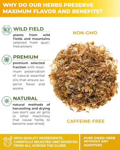Image of 50 Bags Chamomile Flowers Herbal Tea (Matricaria Chamomilla) - 50 Count 1.5g Bags Dried Chamomile Flower Herb Tea