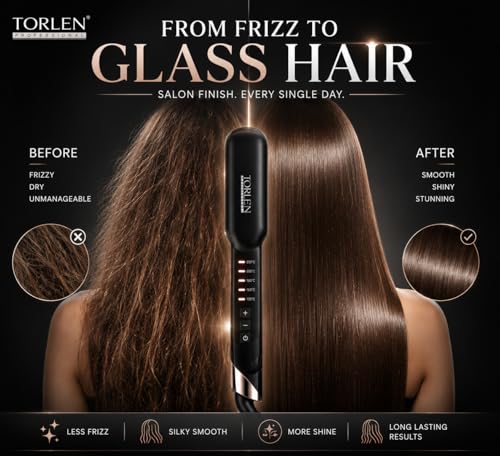 Image of TORLEN Professional Hair Straightener TOR-049 | Wide 38mm Tourmaline Ceramic Floating Plates | 5 Temperature Settings 130C-230C | Fast 30 Sec Heat Up | Auto Shut Off | Hair Straightener for Thick, Long & Frizzy Hair