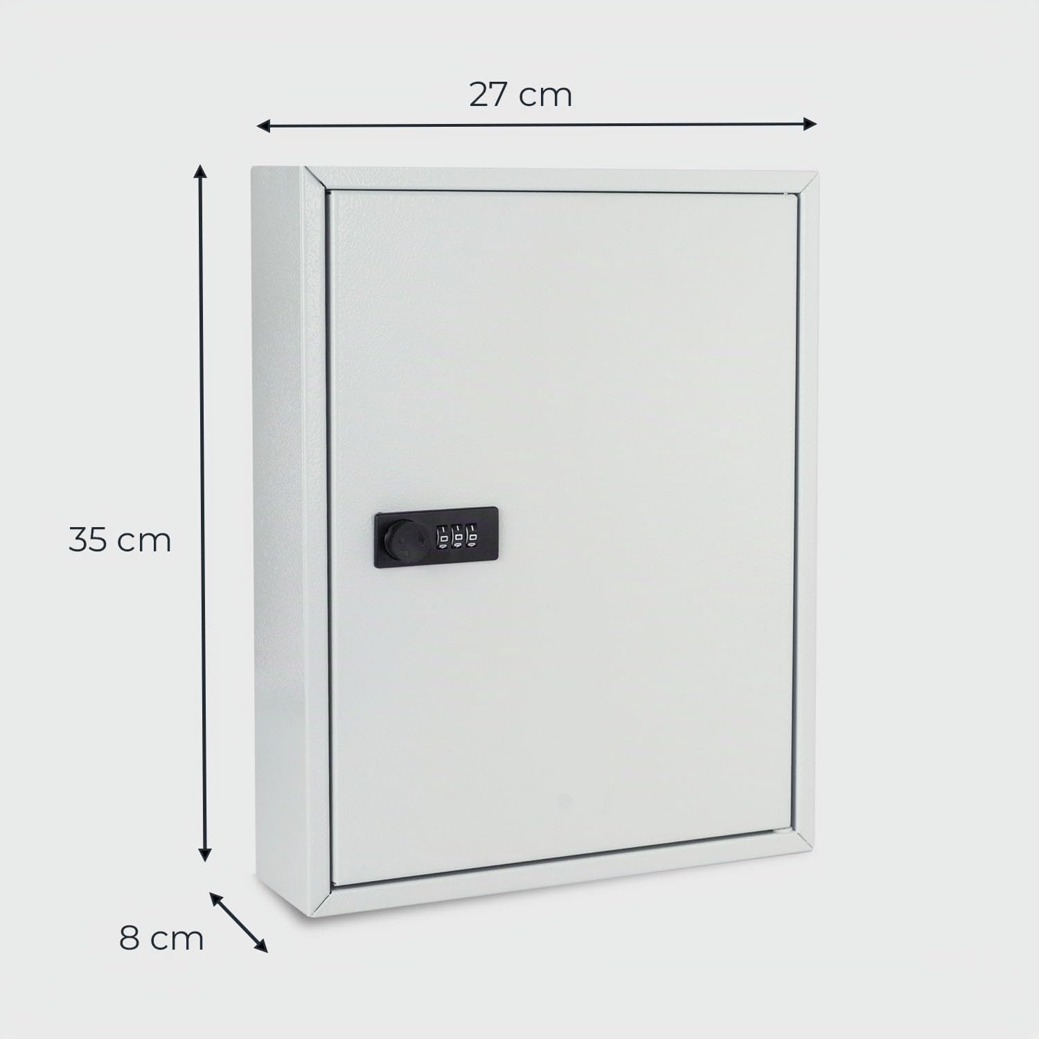 HMF 13642-07 Schlüsselschrank mit Zahlencode, Schlüsselkasten groß | 42 Haken | 35 x 27 x 8 cm | Lichtgrau