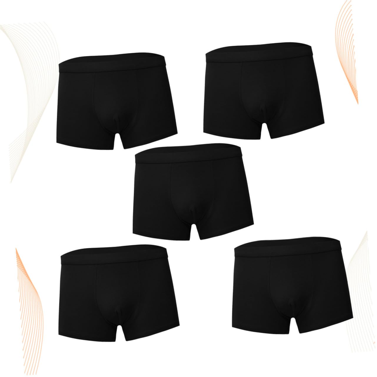 Calzoncillos para Hombre 5 Piezas Algodón Negro 3XL