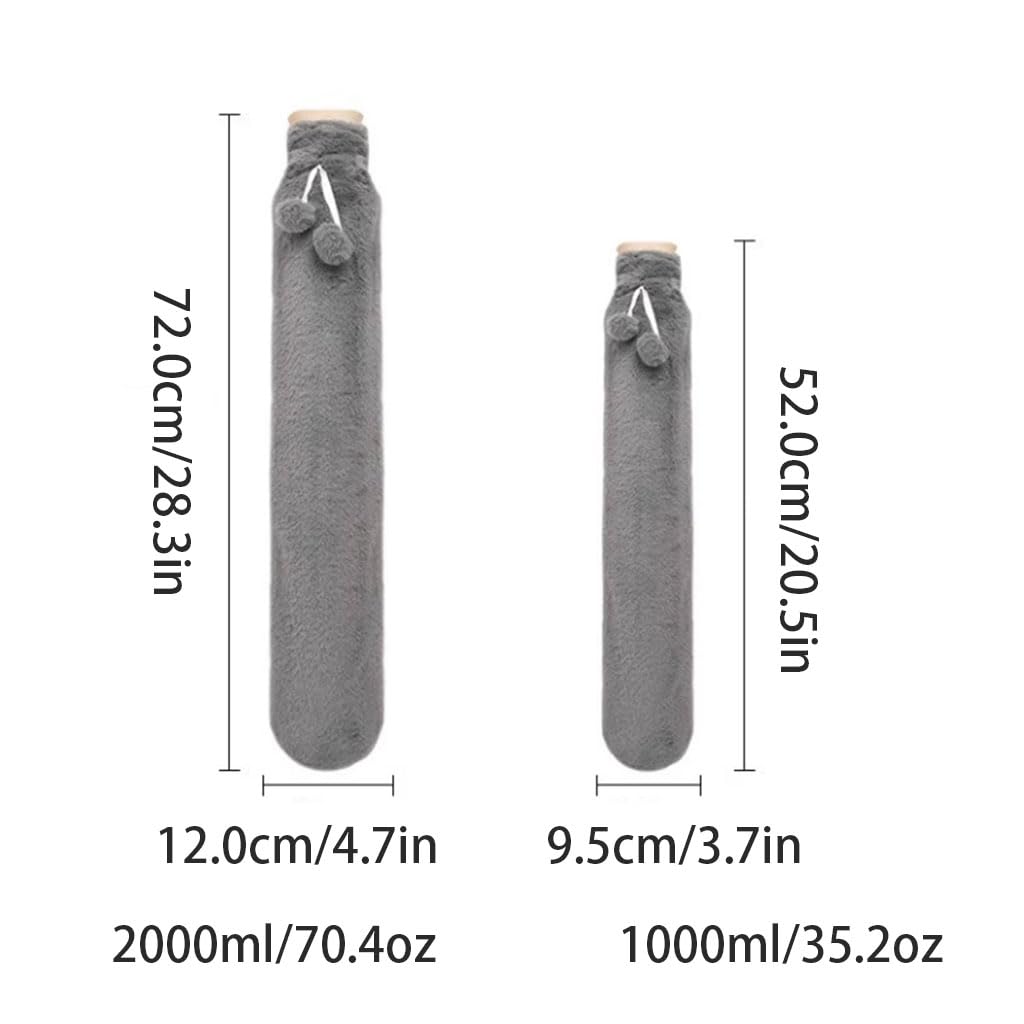 réutilisable Bouillotte Longue avec Couvercle, Chauffe-lit d'hiver, Sac d'eau Chaude de Grande capacité, bouillotte en Peluche pour soulager la Douleur Chaud
