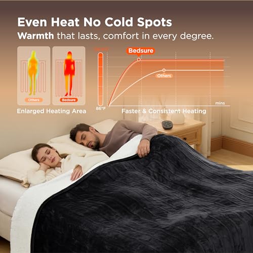 Image of Bedsure Electric Blanket King Size - Dual Control Heated Blanket King Size, Fast Heating with 10 Time Settings & 10 Heat Settings, Warm Gift for Grandma (100x90 inches, Black)