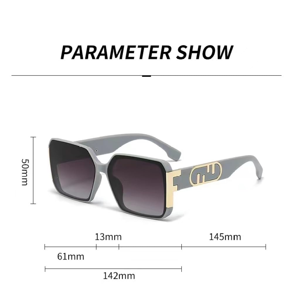 Gafas de sol cuadradas UV400 Gafas de sol de viaje retro Sombra degradada 2 piezas