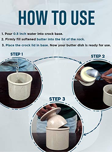 Butter Dish Cover Pot White Handmade Marble French Butter Storage Crock Keeper for Kitchen - Utensil Holder - Cold Cheese Deep Covered Kitchenware Jar Container butter grater churner boat