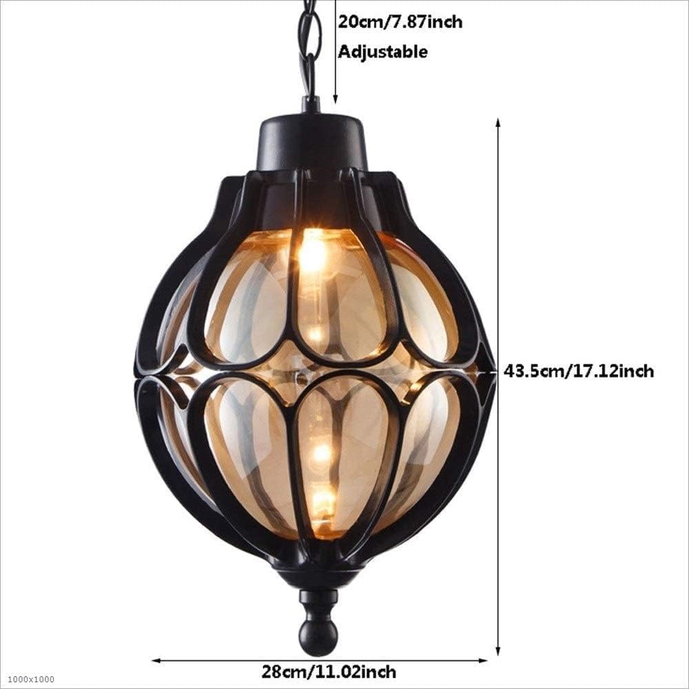 Lampada a Sospensione per Esterni con Globo in Vetro, Lampada a Sospensione Vintage Mediterranea a Sfera Impermeabile, lampadario in Alluminio E27, Illuminazione da soffitto per Esterni Resi