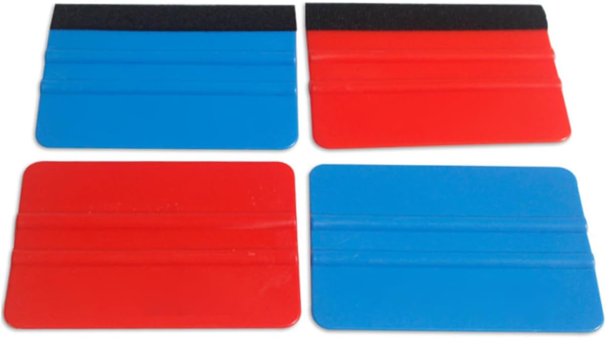 5pcs Plastic Felt Squeegee Film Applying Tool for Auto Window Film Installation Decal Scraper for Car Care Red