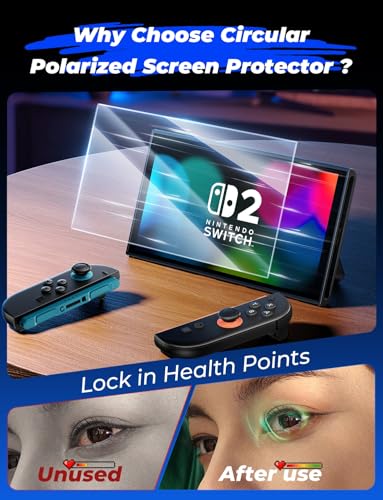 MAGIC JOHN for Nintendo Switch 2 Eye Protection Screen Protector 7.9'' 2025, Anti-Glare, Blue Light Filter, HD Clear, Automatic Dust Removal, 9H Tempered Glass, Compatible with Switch Console, 2 Pack - Image 3