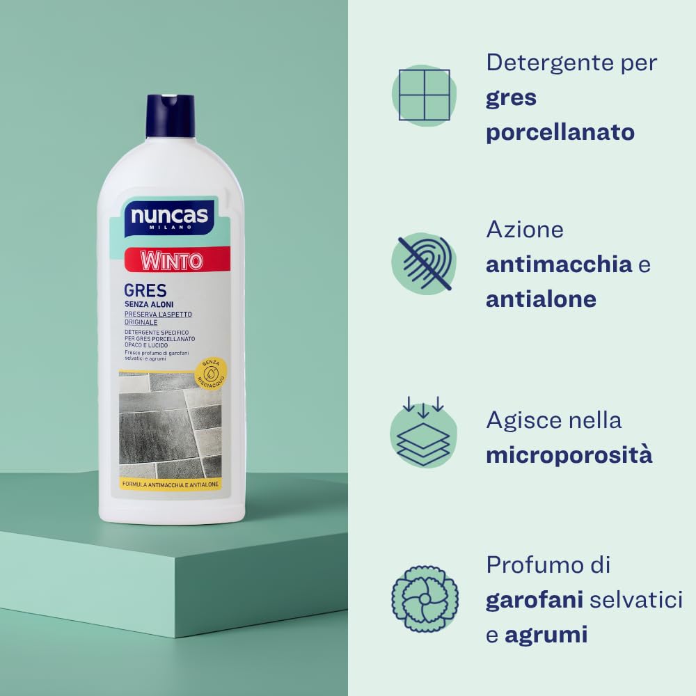 Nuncas - Winto Gres - Detergente per Pavimenti in Gres - Multipack - Confezione da 3 x 1000 ml