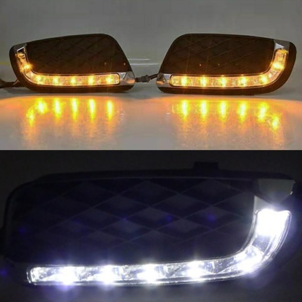 Riloer Luce di marcia diurna DRL,Luci Diurne Drl, Luci di marcia diurna con funzione bidirezionale di streamer a luce gialla Smart Fortwo 2008-2011,Alta Intensità Luminosa
