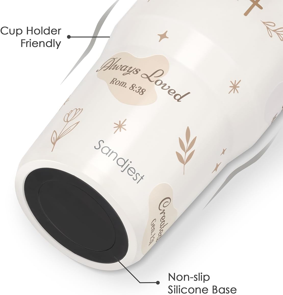 SANDJEST Christian Stainless Steel Straw Lid Tumbler 30oz with Carry Handle for Women Girls, You Are Insulated Travel Coffee Cup, Gift for Sports Outdoor Workout Christmas Birthday - Image 3