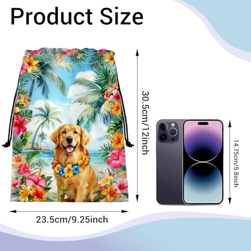 Image of Grip Bag Palm Tree Golden Retriever Small Gymnastics Grip Bags for Fitness