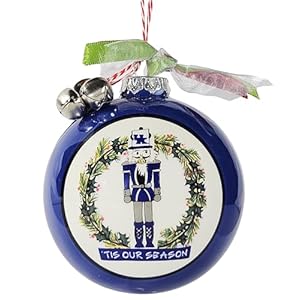University of Kentucky Wildcats Ceramic Ball Ornament – Team Logo & Nutcracker Design w/Ribbon & Bells by Magnolia Lane – Christmas Decoration, Gift for UK Students, Alumni – for Home, Dorm