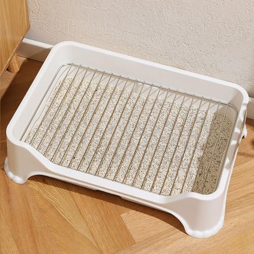 Asixxsix Indoor Dog Potty Tray, Washable Removable Dog Training Toilet Plastic Potty Tray with Shovel and Stainless Steel Net Frame Nonslip Portable Puppy Pee Pad Holder for Small Pets - Image 6