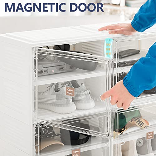 Damahome Shoe Storage Cabinet Organizer - Foldable Shoe Rack For Entryway,Stackable Storage Organizer Cabinet With Doors And Shelves,Shoe Box For Closet,Hallway,Living Room (Large 10 Cubbies,White) #TOP2