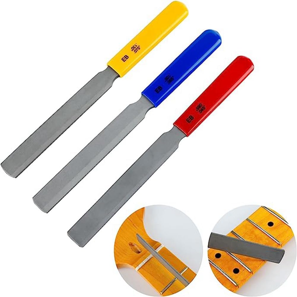 Juego de 3 limas cónicas para sillín de guitarra, juego de limas de sillín de doble borde, lima de alambre para bajo eléctrico