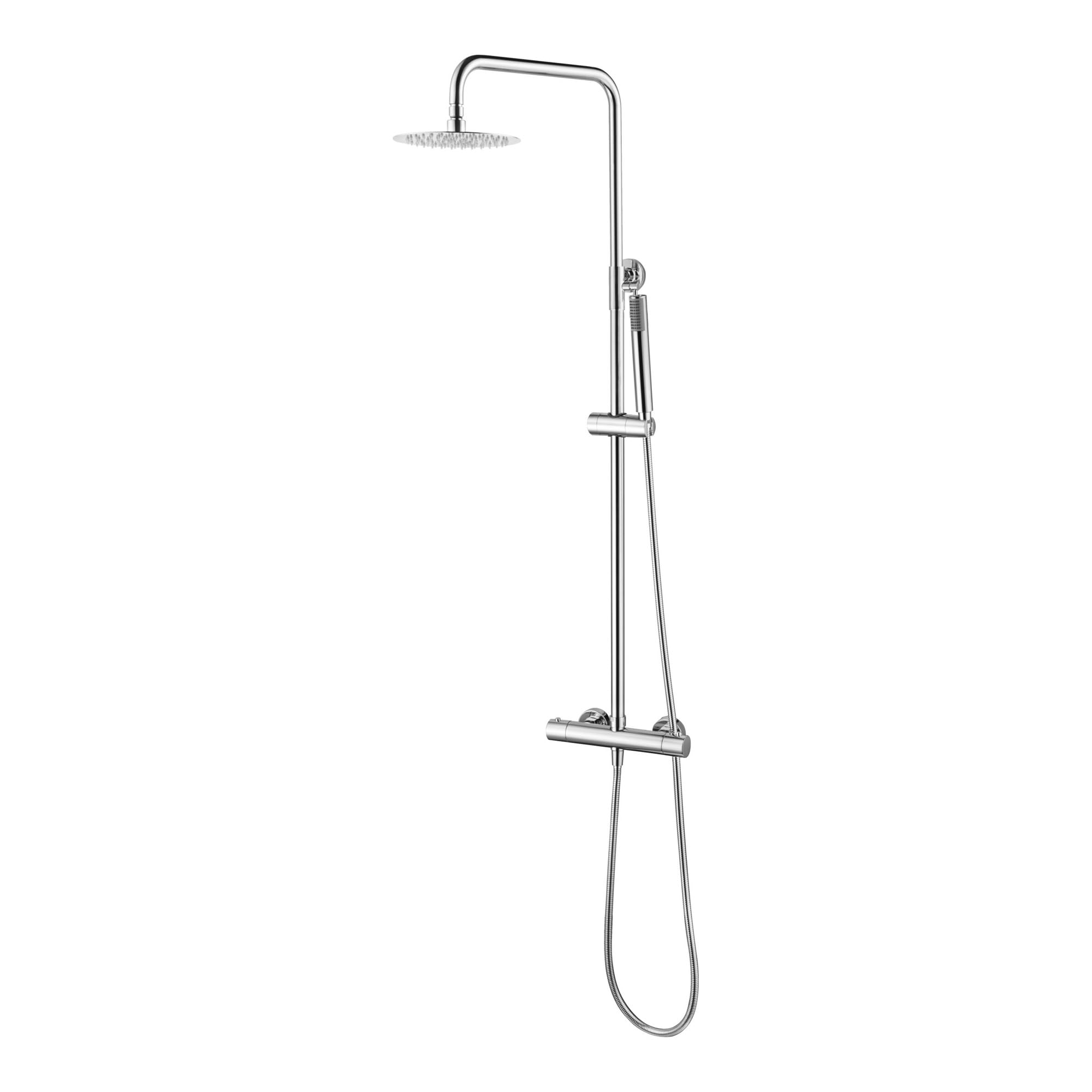 IMEX Columna de ducha termostática de acero y latón cromado rociador extraplano Ø20 antical barra extensible y flexible Monza