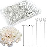 300Pcs Corsage Bouquet Pins Including 150Pcs 1.5 Inch Diamond Pins and 150Pcs 2.1 Inch Pearl Pins for Bouquets, Flower Pins for Sewing Straight Pins for Floral Wedding Decoration DIY Craft Sewing Pins