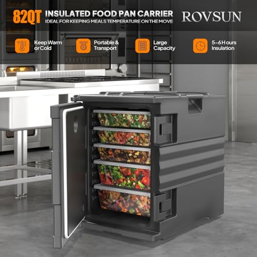 Rovsun INSULATED FOOD PAN CARRIER-3 82 Qt Insulated Food Pan Carrier, Hot Box Food Warmer W/Wheels 4 Nsf Full-Size Pan Double Buckles And Handles thumb #1