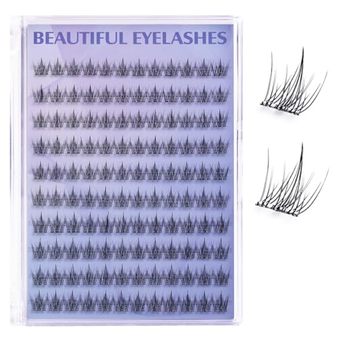 120 Cluster Sunflower False Eyelashes Self-Adhesive Reusable Fake Lashes No Glue Needed – Natural Looking Volume Lashes for Beginners Easy to Apply False Eyelash Kit with Applicator (1 Pair)