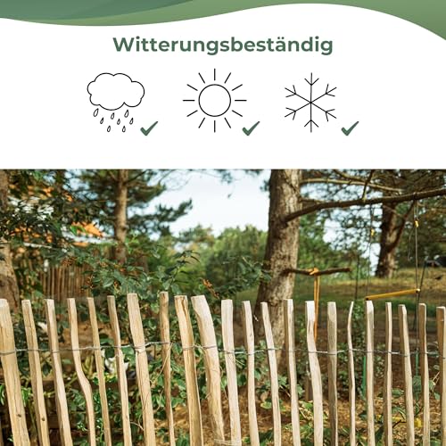 Creative Home Staketenzaun 50cm hoch und 5m lang | Haselnusszaun | Rollzaun | Lattenabstand 7-9 cm | Gartenzaun Holz Holzzaun | Zaun Garten Ideal als Rasenkante Blumenbeet Umrandung aus Haselnuss