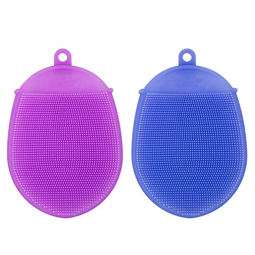 2-Pack Silicone Body Brush Glove, Soft Bath Shower Scrubber Sponge for Washing Cleaning Exfoliating Skin SPA Feet Back Massage