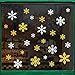 Naler 60 Schneeflocken Glitzer Fensterbild Abnehmbare Fensterdeko Statisch Haftende PVC Aufkleber Winter Dekoration (Golden, Silbern)