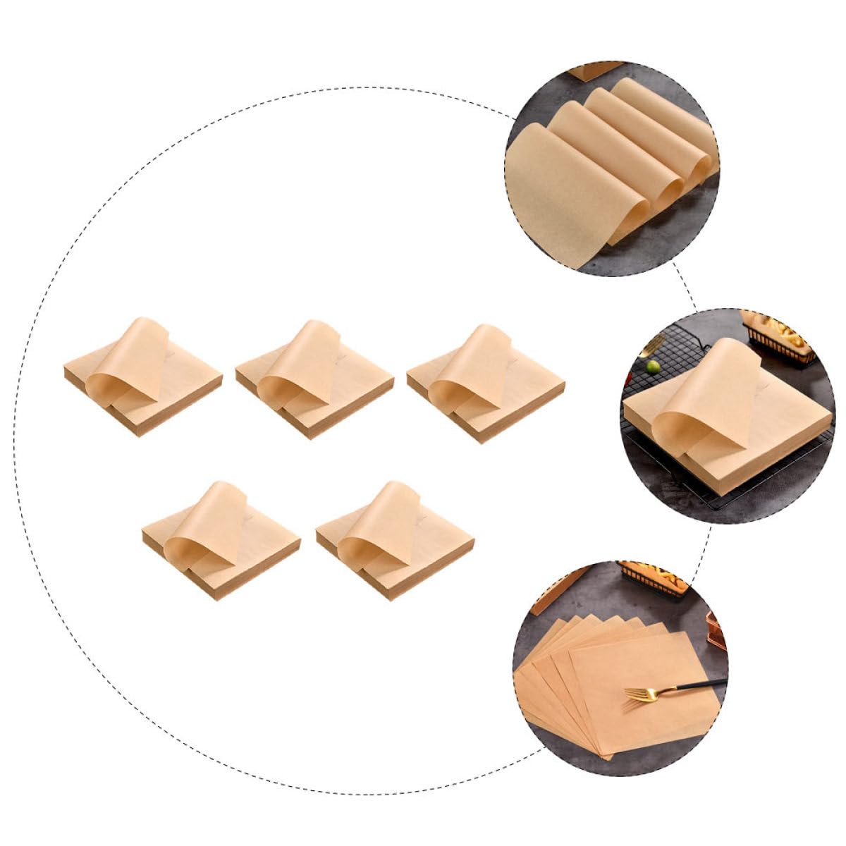 SUPVOX Papel para Hornear Antiadherente 20x20 Cm 500 Hojas Papel Antigrasa 40g Resistente al Calor Comida Frita Snacks Hamburguesas Adecuado para Cocina Fiestas