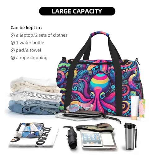 40l Gym Travel Duffel Bag Colorful Rainbow Underwater Animals Carry-On Workout Overnight Backpack3