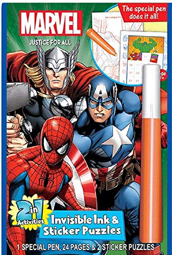 Marvel Heros: Justice for all 2in1 Invisible Ink and Sticker Puzzle Book
