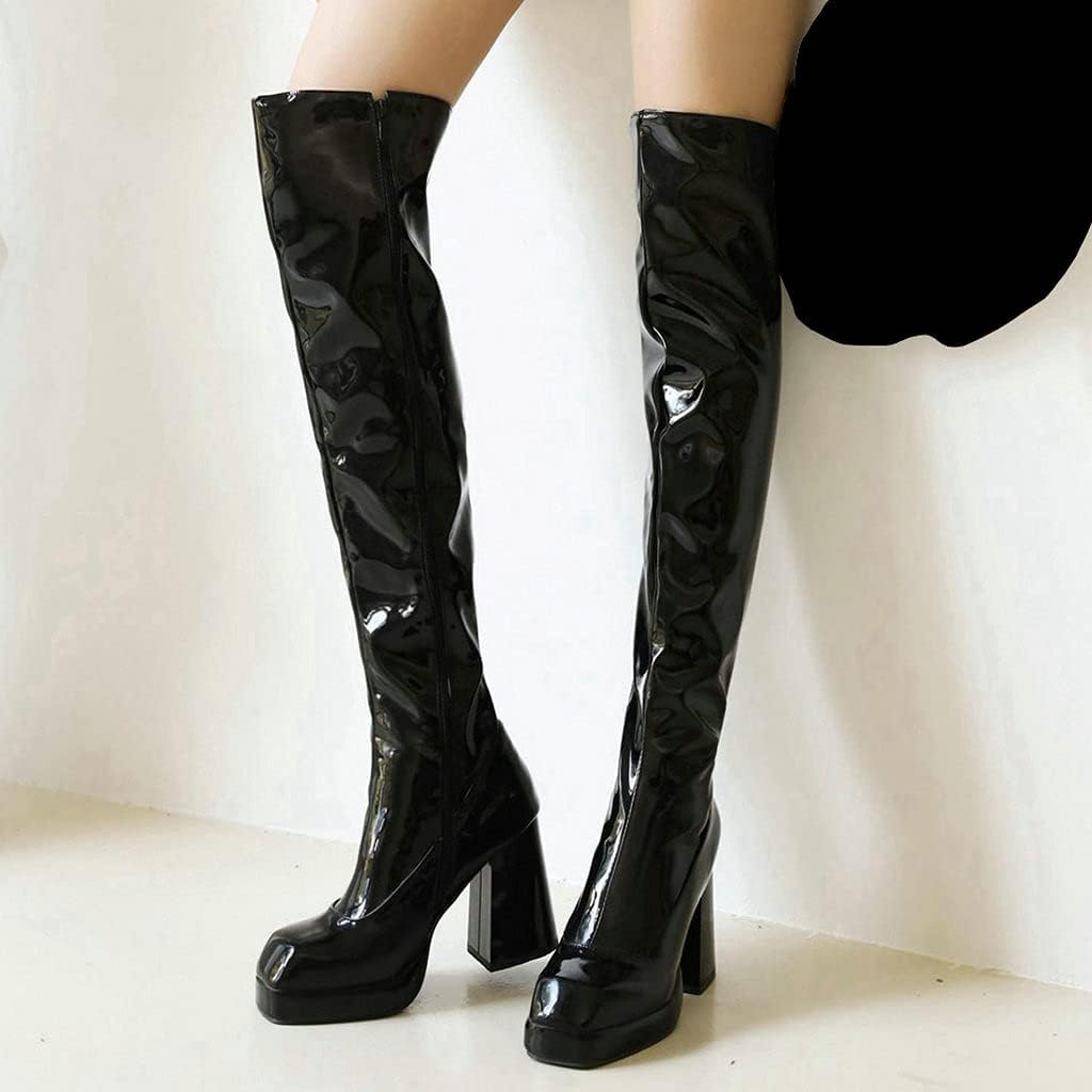 black patent gogo boots