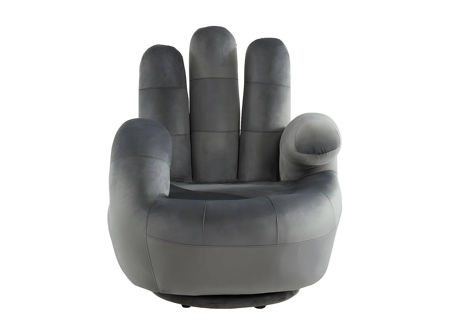 Vente-unique - Poltrona a forma di mano girevole in velluto Antracite - CATCHY