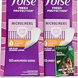 Healthy Surplus Poise Microliners, Longest Length - Incontinence 1 Drop Lightest Absorbency, 50 Count (2 Pack - Total of 100 Liners) and Vital Volumes Tips Card