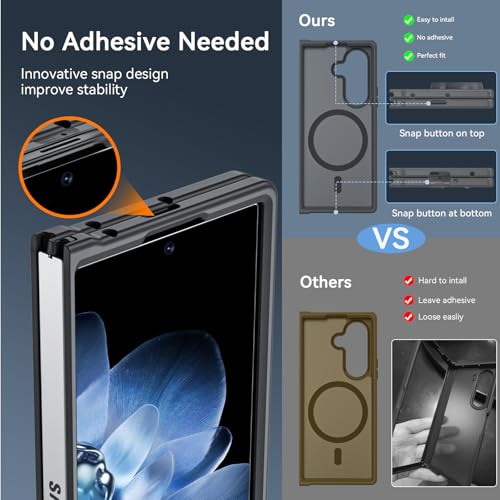 Hensinple for Samsung Galaxy Z Fold 6 Case Magnetic, Z Fold6 Case [Compatible with MagSafe][Slim Fit], Magnetic Charing Translucent Matte Back Shockproof Phone Case for Z Fold 6, Black by Hensinple - Used condition - Image 6