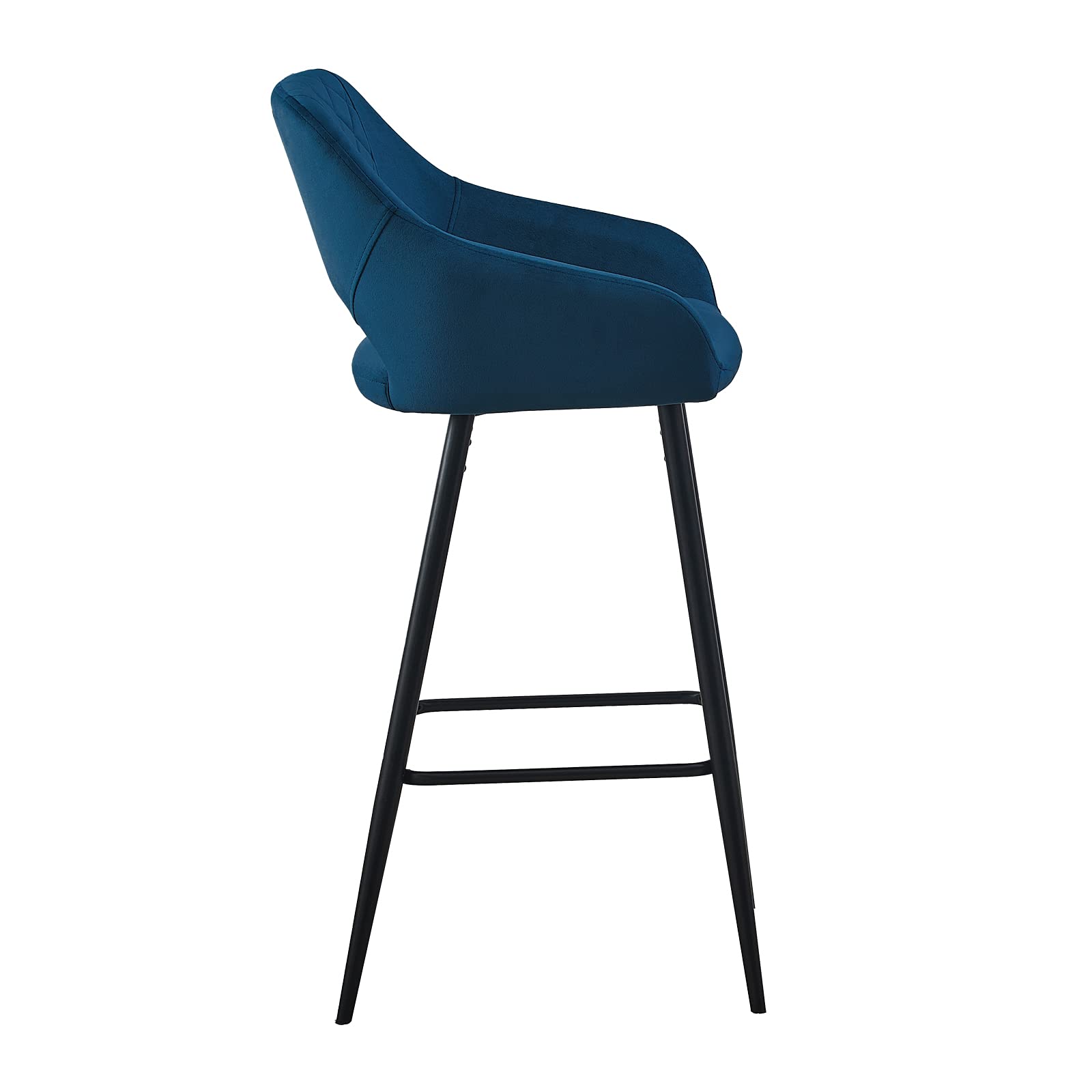 Buy CLIPOP Bar Stools Set of 2 Blue Velvet Upholstered Seat with