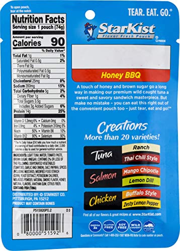Image of StarKist Tuna Creations Honey BBQ , Single Serve Pouch, 2.6 oz (Pack of 2)