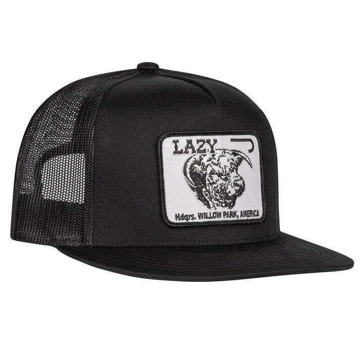 Image of Lazy J Ranch Wear Black Black White Patch - Hats Cap