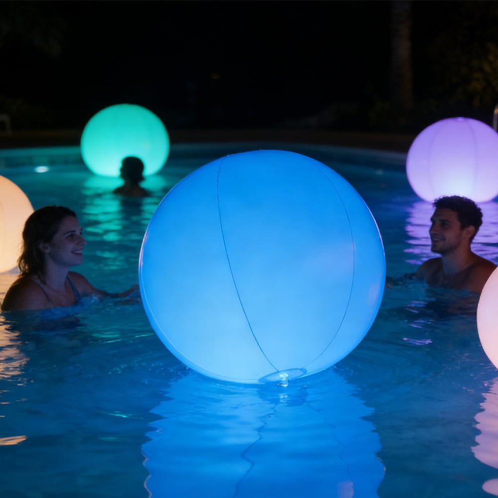 2 Stück Pool Lichter Schwimmend, 40CM Schwimmende Poolbeleuchtung mit Fernbedienung, IP68 Wasserdichte, 16 RGB Farbwechsel, Farbigen Schwimmkugeln für Pool Garten, Teich, Party