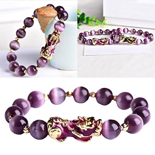 Chinese Feng Shui Amulet Bracelet Wealth Bracelets, Good Luck Bracelet With Beads, Pi Yao Wealth Amulet, Good Luck Jewelry And Wealth , Purple #TOP3