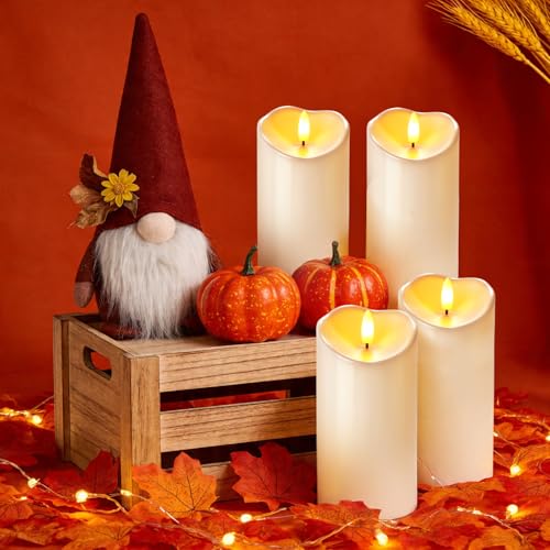 Image of Raycare 6 inchx3 inch Outdoor Waterproof Flameless Candles with Remote and Timer, Battery Operated LED Electric Fake Pillar Candle for Home Wedding Decor, Ivory White, Set of 4