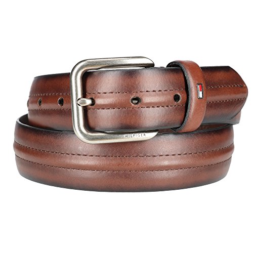 Tommy Hilfiger Men's Center Ridge Detail Casual Belt, 40, Brown