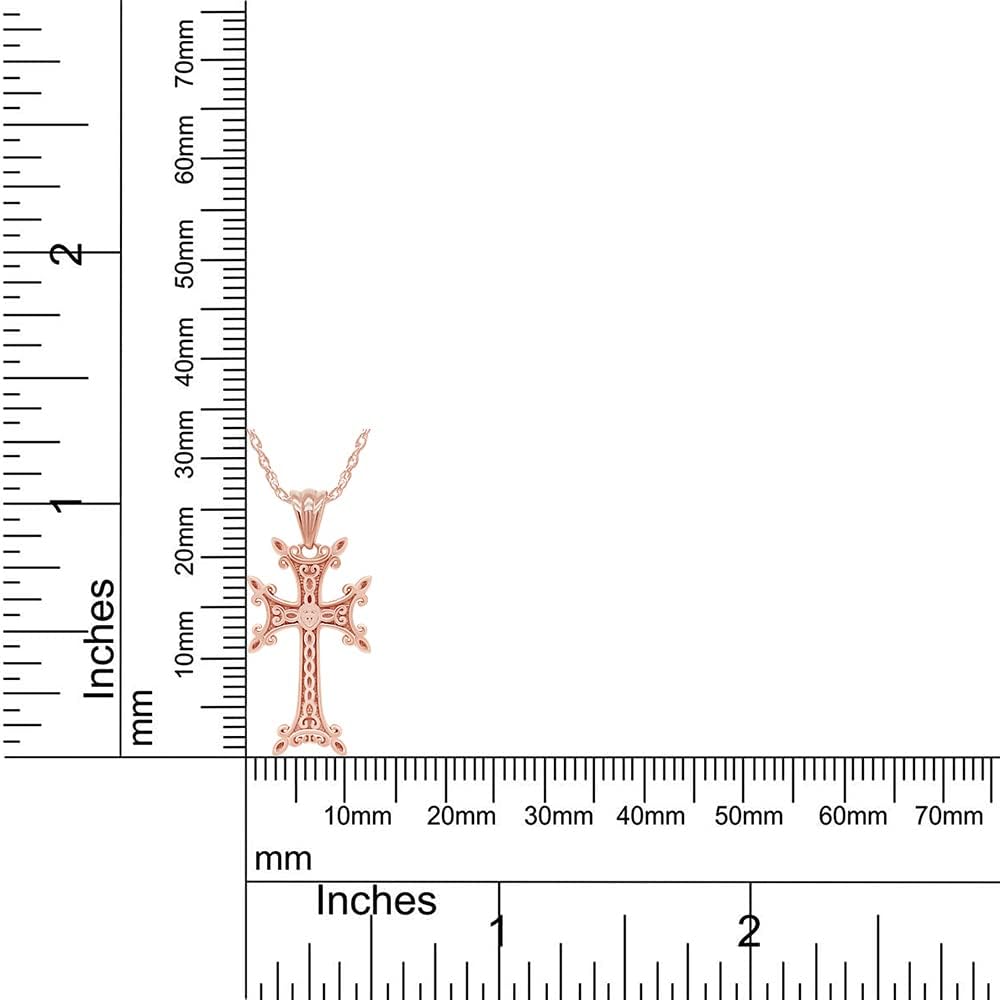 AFFY Khachkar Armenian Cross Pendant Necklace for Women & Men, 14K Gold Over 925 Sterling Silver Religious Christian Jewelry with 18" Rope Chain, Faith Gift - Image 5