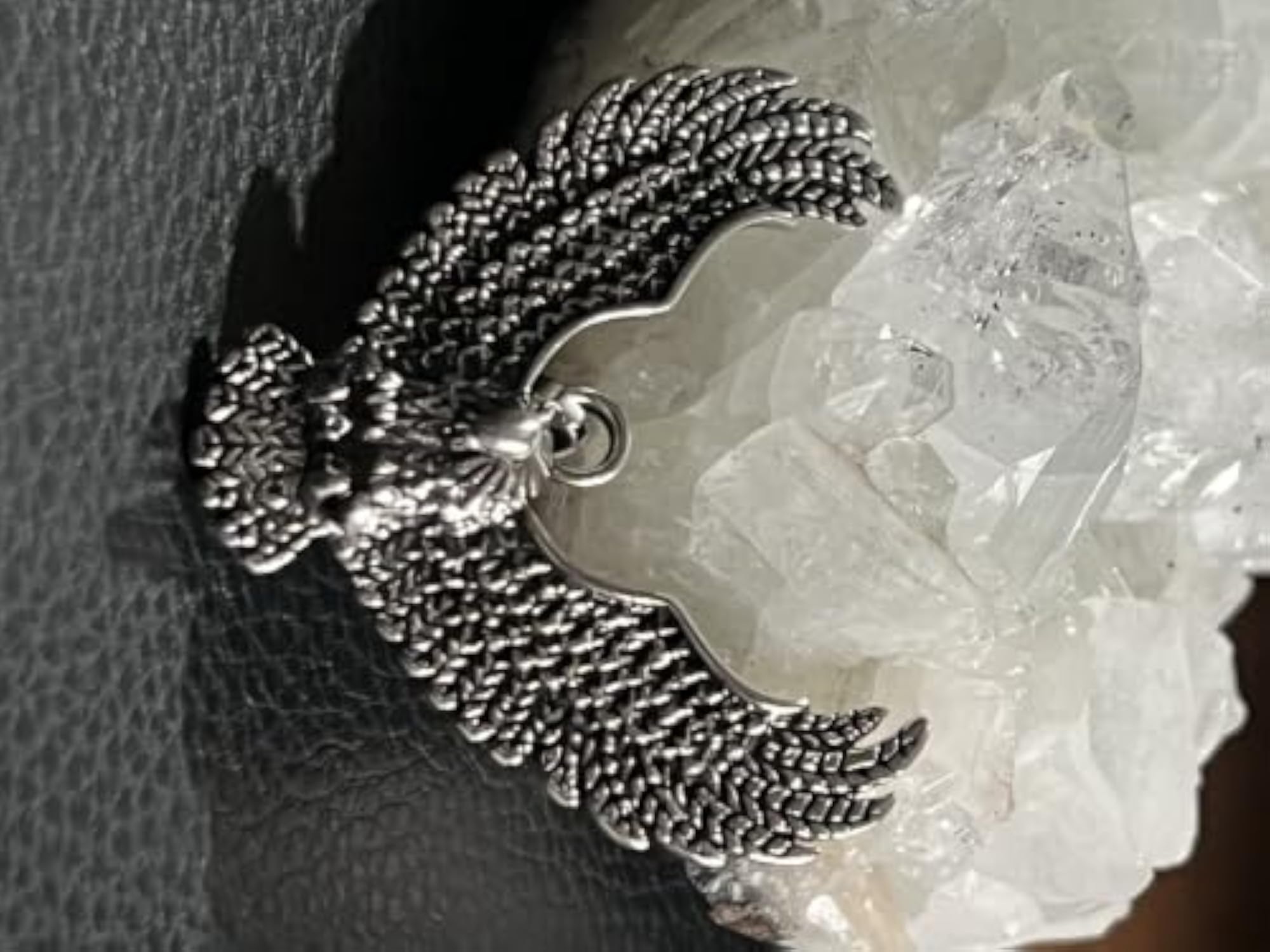 Stainless Steel Soaring Eagle Pendant Necklace, Silver Plated