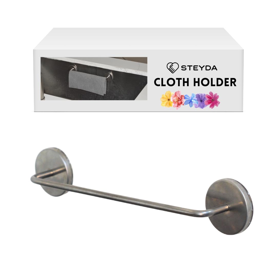 STEYDA Stainless Steel Dish Cloth Rail for Kitchen, Kitchen Towel Holder, Swedish Dishcloth Holder, Dish rag Hanger, Dish Towel Holder for All Types of Sinks and Smooth Surfaces