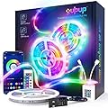 GUPUP 50 FT LED Strip Lights,Bluetooth LED Lighting for Bedroom, Color Changing Light Strip with Music Sync, Phone Controller and IR Remote(APP+Remote +Mic)