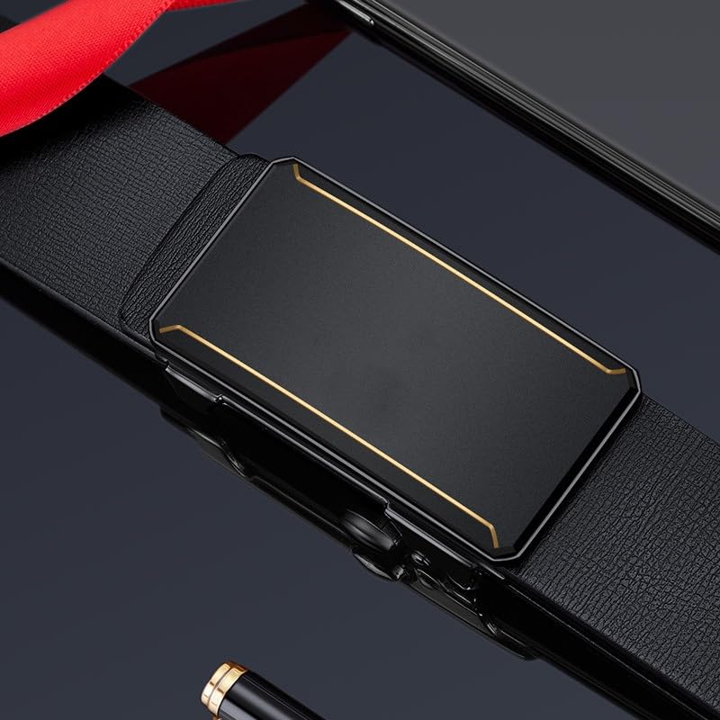 Men's Toothless Automatic Buckle Cowhide Belt Men's Belt Men's Belt(120cm)3